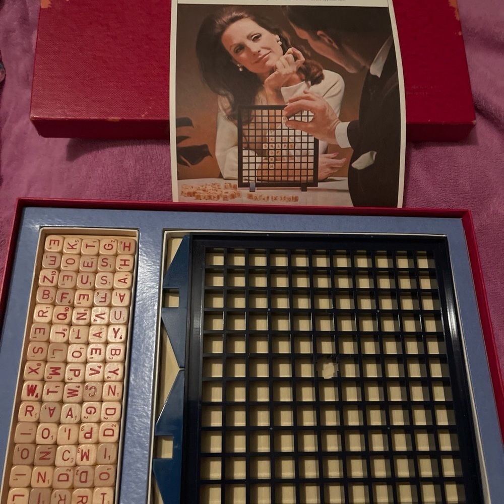 Classic Word Game with Blue and Cream Design Vintage